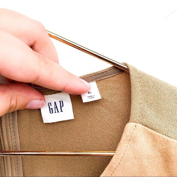 GAP Brown Camel Genuine Goat Suede Shell Top - Picture 4 of 13